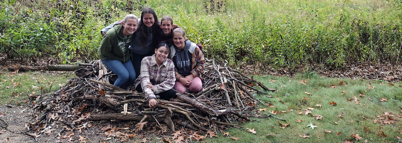 A group of students posing outside